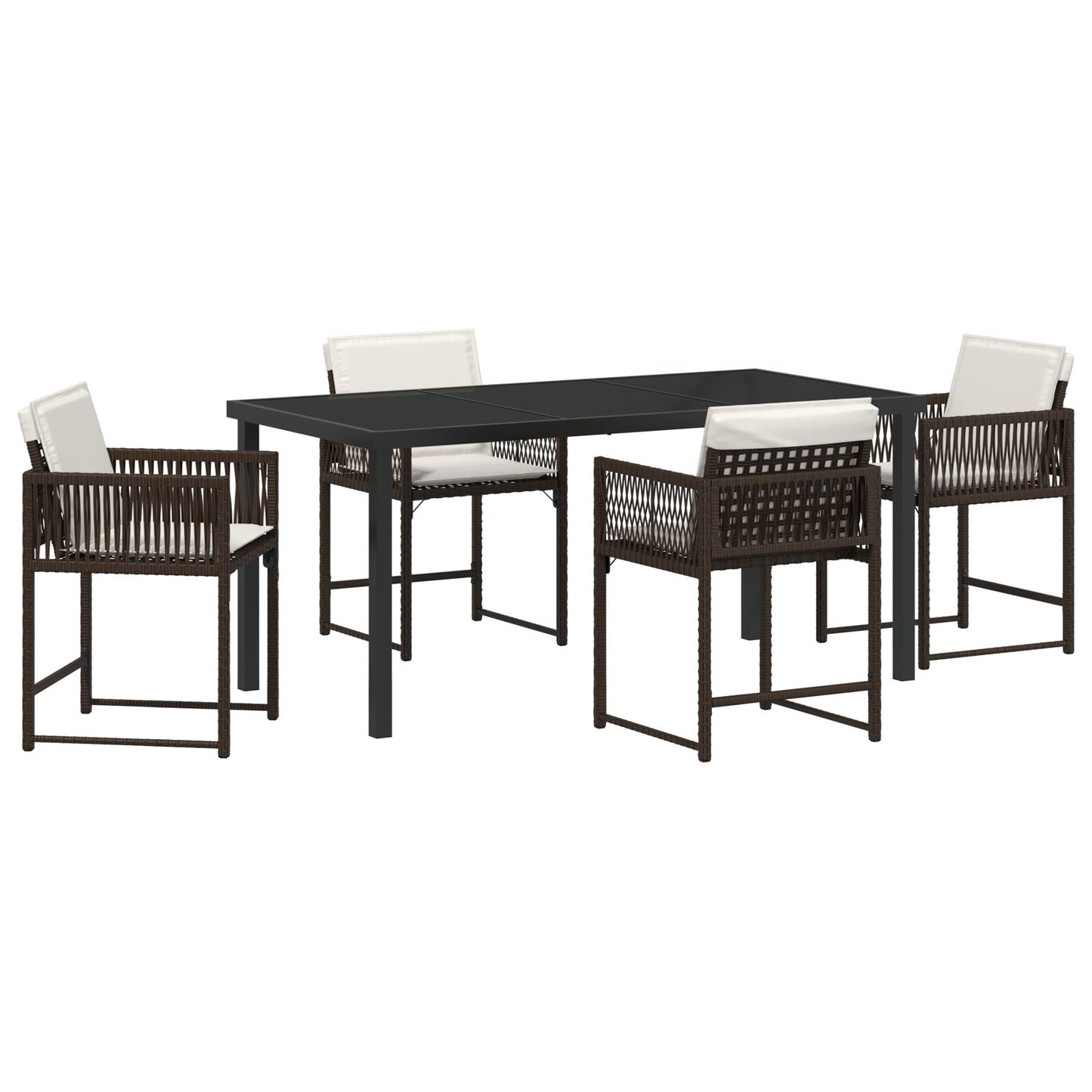 5-Delige Tuinset Met Kussens Bruin Poly Rattan