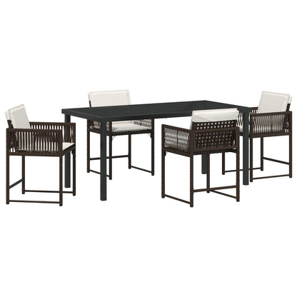 5-Delige Tuinset Met Kussens Bruin Poly Rattan