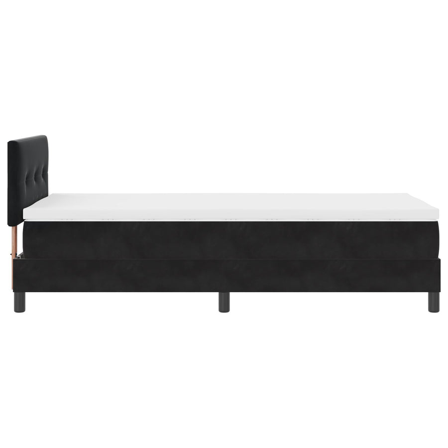 Boxspringbed Met Matras Zwart Enkel Fluweel Blauw