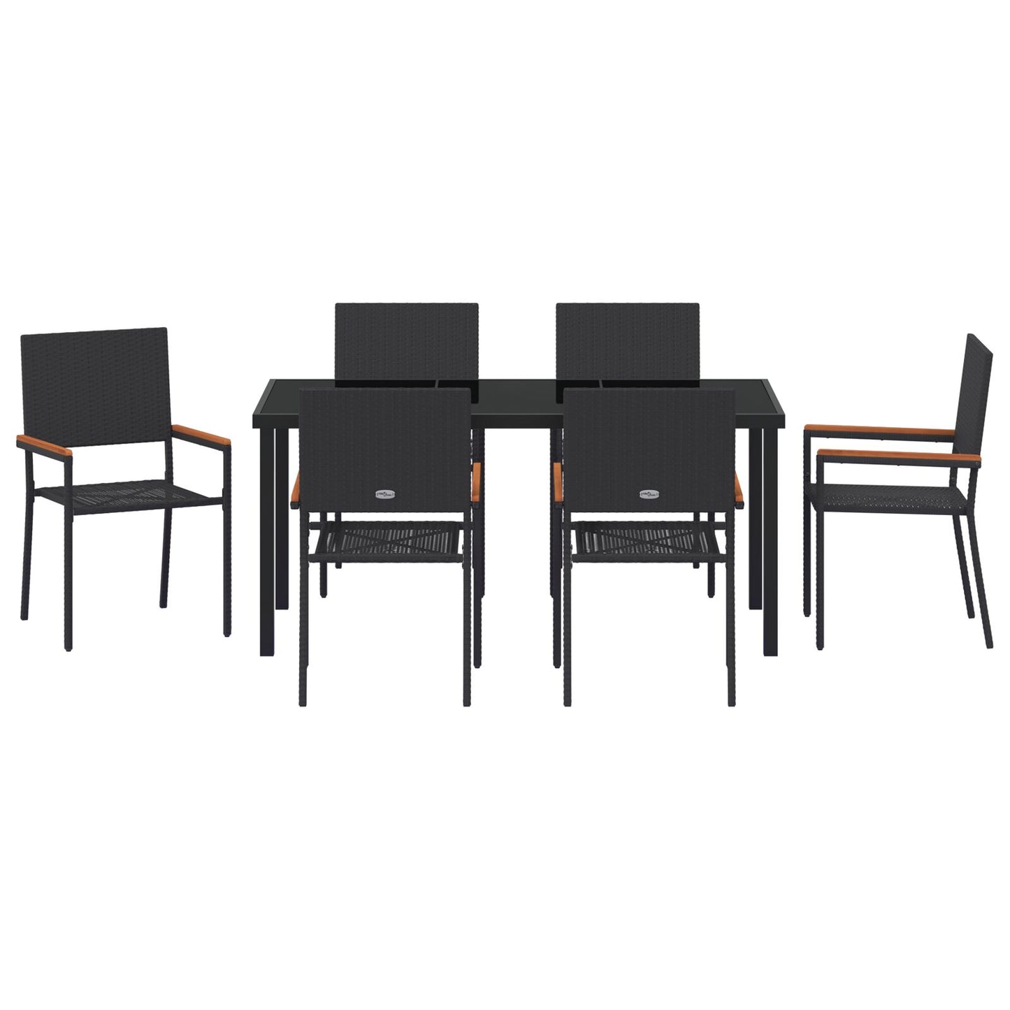 7-Persoons Tuin Eethoek Zwart Poly Rattan