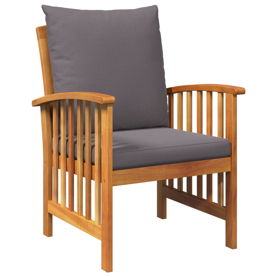 3-Delige Tuin Lounge Set Met Kussens Van Massief Acaciahout Grijs Set met 2 fauteuils en een tafel
