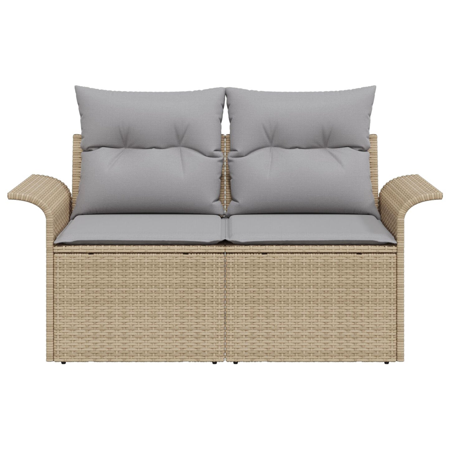2-Zits Tuin Sofa & Kussens Poly Rattan Beige en grijs met opslag