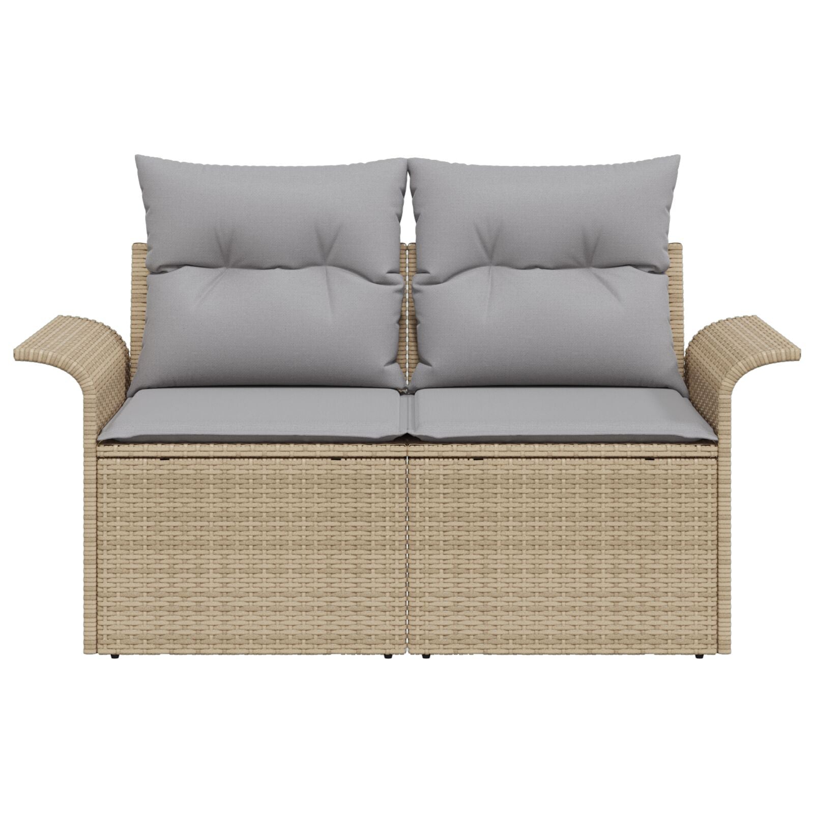 2-Zits Tuin Sofa & Kussens Poly Rattan Beige en grijs met opslag