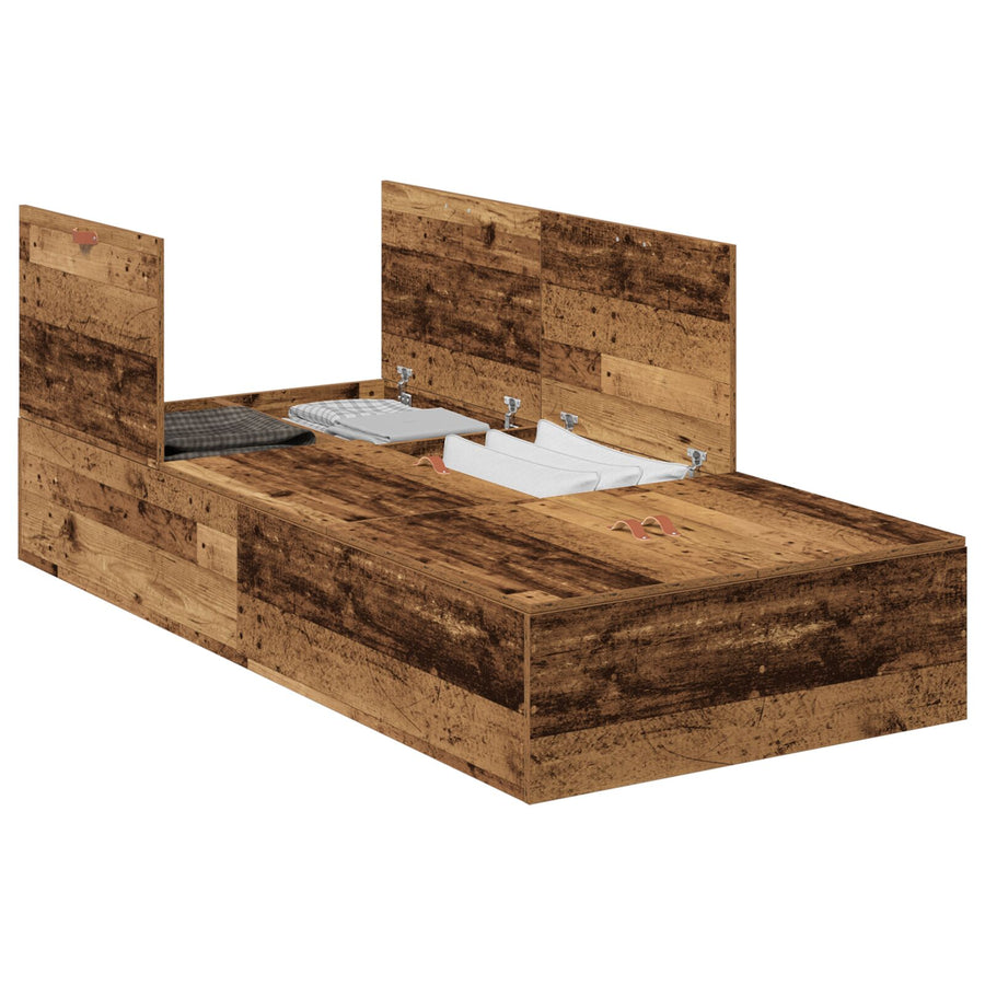 Opbergbedframe Oud Hout 80 x 200 cm