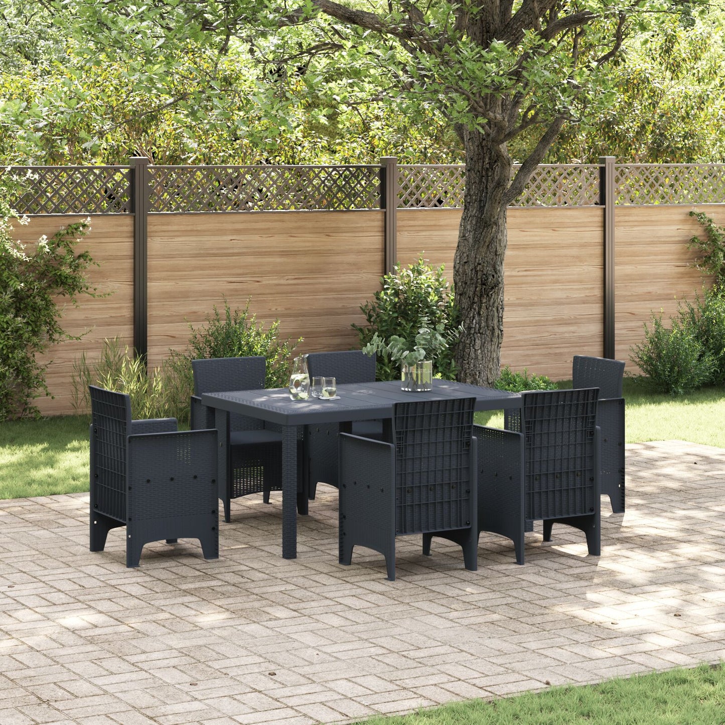 Buitentafel Kunststof Middel Duurzaam Patio Tafel Anthraciet 1,5 m