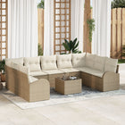 Loungeset poly rattan beige 9-persoons