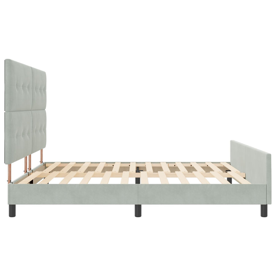 Bedframe Lichtgrijs 200X200 Cm Fluweel Crème