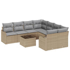Tuinset poly rattan 9-delig beige