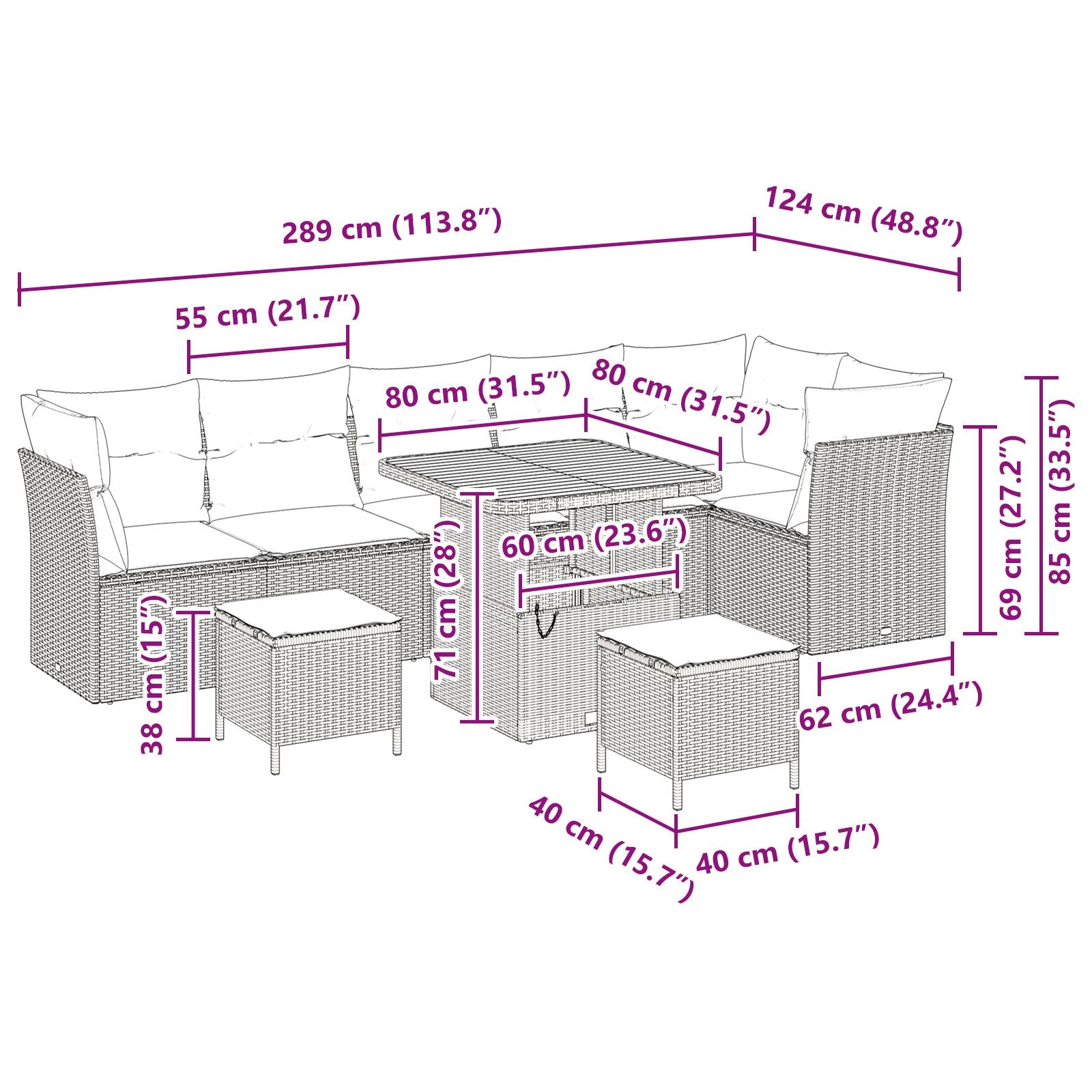 9-Delige Tuin Sofa Set Met Kussens Zwart Poly Rattan Acaciahout, 3-Delige Tuin Eet Set Met Kussens Zwart Poly Rattan Acaciahout Wit