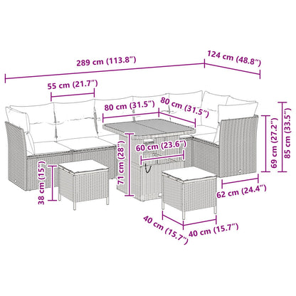 9-Delige Tuin Sofa Set Met Kussens Zwart Poly Rattan Acaciahout, 3-Delige Tuin Eet Set Met Kussens Zwart Poly Rattan Acaciahout Wit