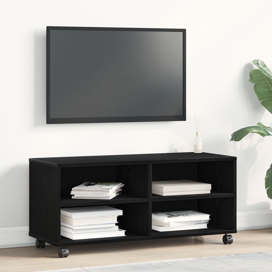 Tv Kast Zwart 90X35X35 Cm Geengineerd Hout Zwart eiken