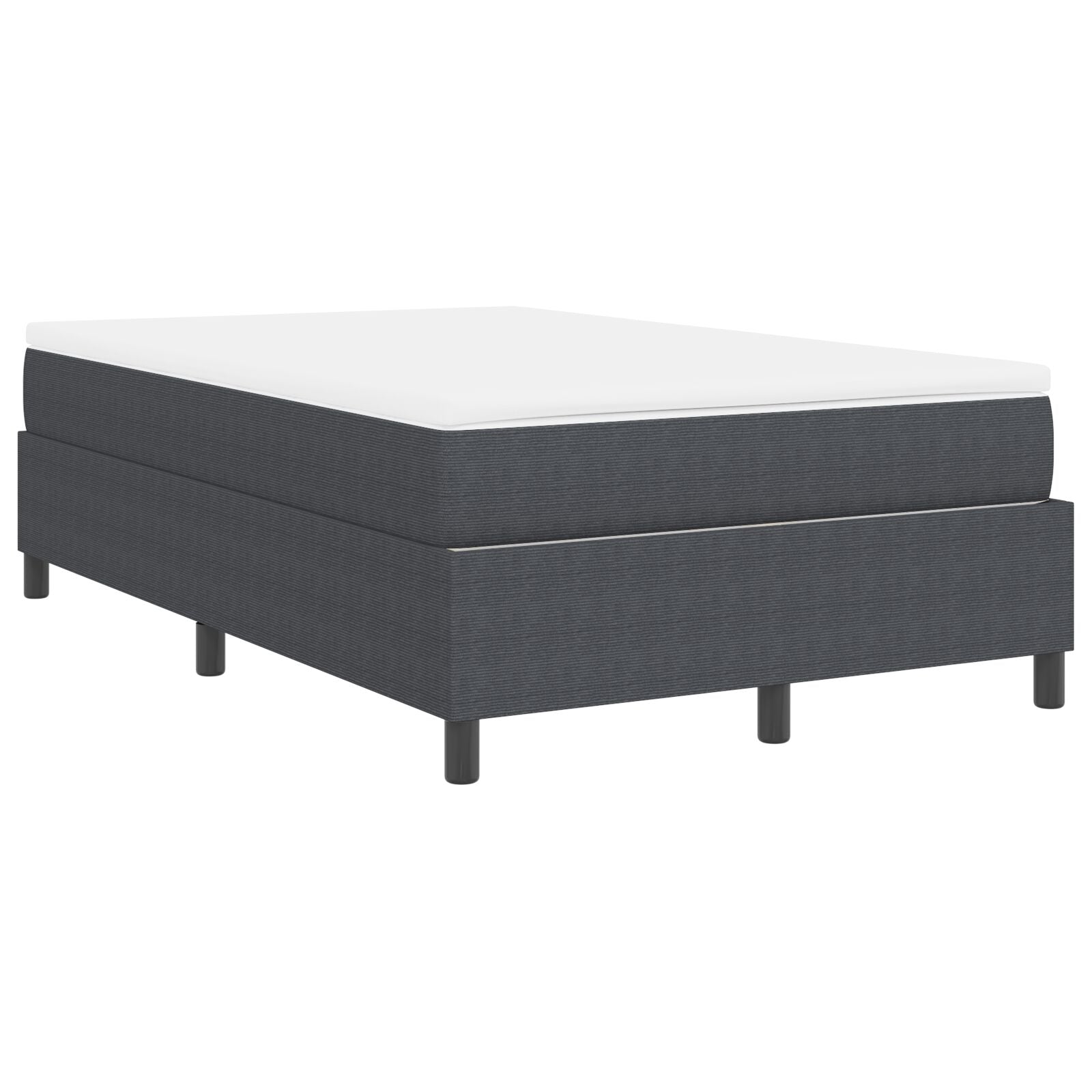 Boxspring Bed Met Matras Donkergrijs Klein Dubbel Corduroy Stof