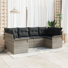 6 Delige Tuin Sofa Set Met Kussens Lichtgrijze Poly Rattan