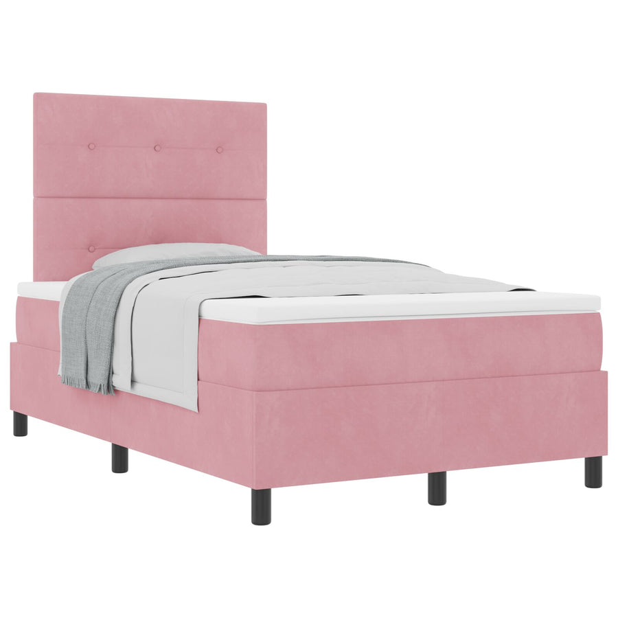 Boxspring Bed Met Matras Roze 120X200 Cm Fluweel Blauw