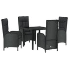 Tuinstoelenset poly rattan zwart 5-delig
