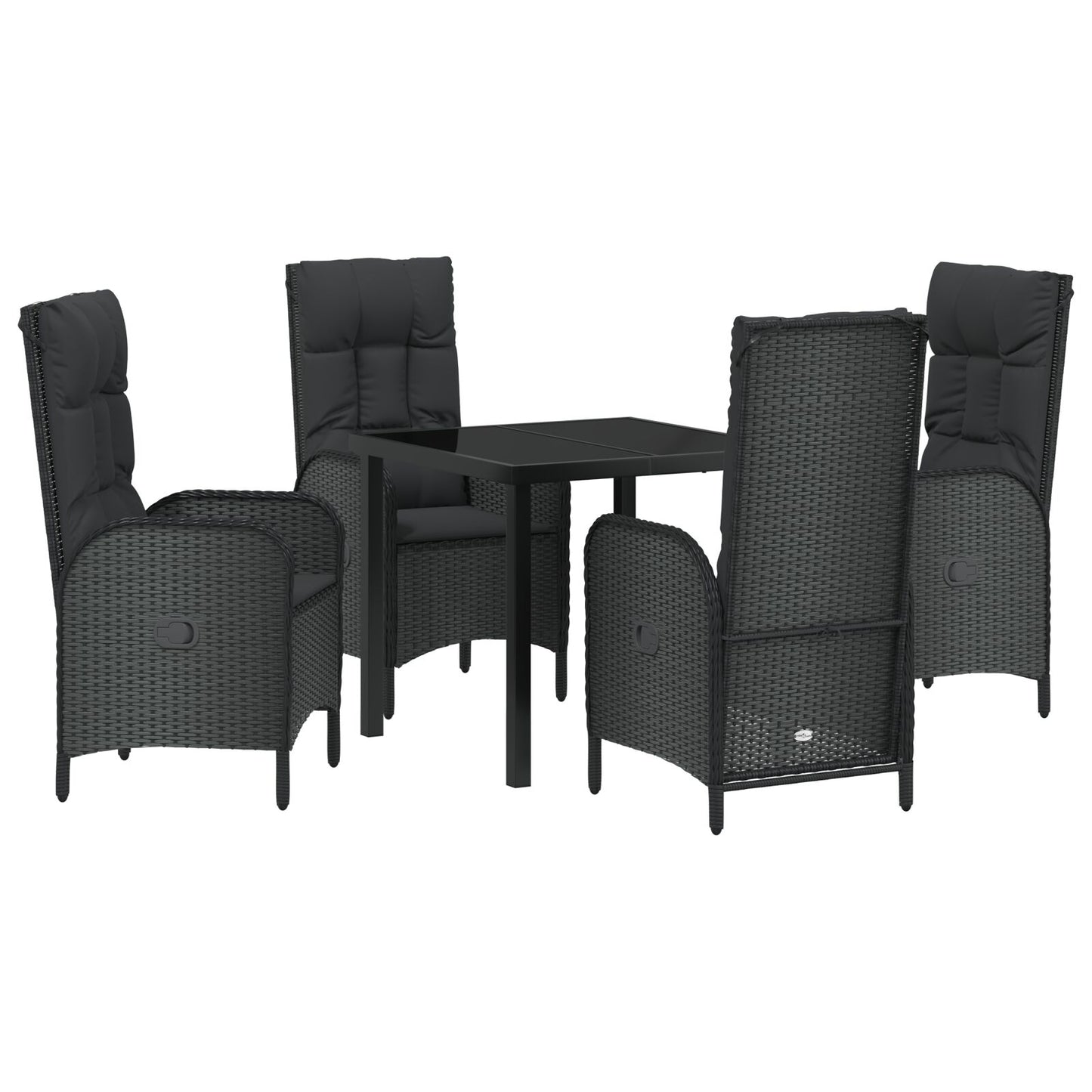 5 Delige Tuin Eetset Zwart Poly Rattan