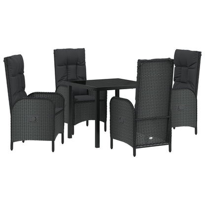 5 Delige Tuin Eetset Zwart Poly Rattan
