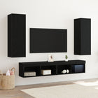 TV-kast 2 stuks 90 cm zwart eiken wandmontage