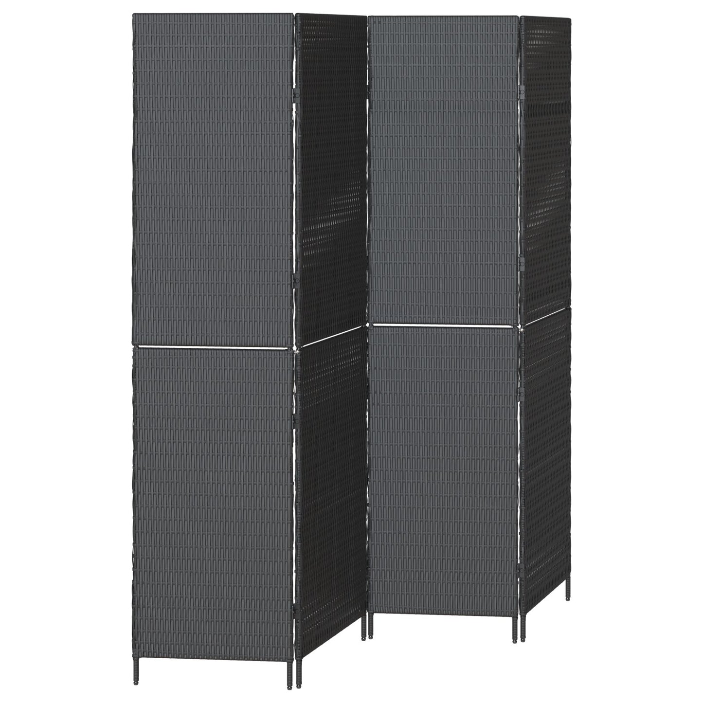 Kamerscherm Vouwbaar 195X Poly Rattan 180 cm Zwart 4 panelen