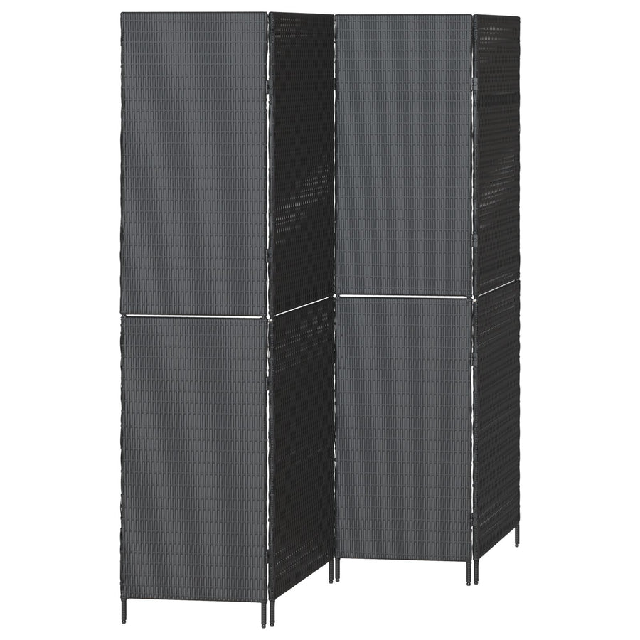 Kamerscherm Vouwbaar 195X Poly Rattan 180 cm Zwart 4 panelen
