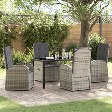 5-Delige Tuin Eetset Met Kussens Grijs Poly Rattan