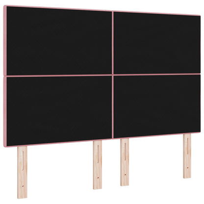 Hoofdbord Met Knopen 140 Cm Fluweel Roze 144 cm Hoog hoofdbord