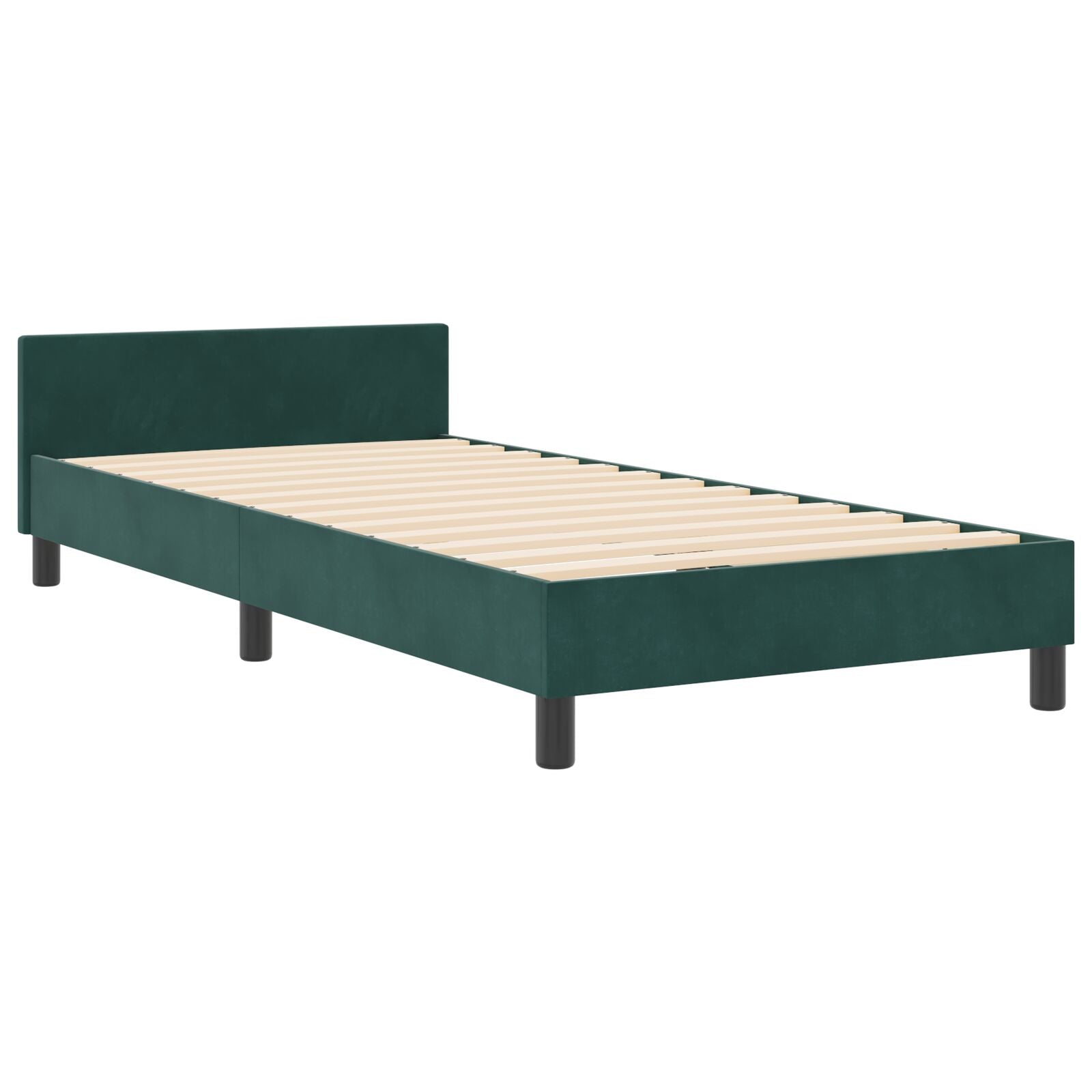 Donkergroen Fluwelen Bedframe 80X200 Cm Crème