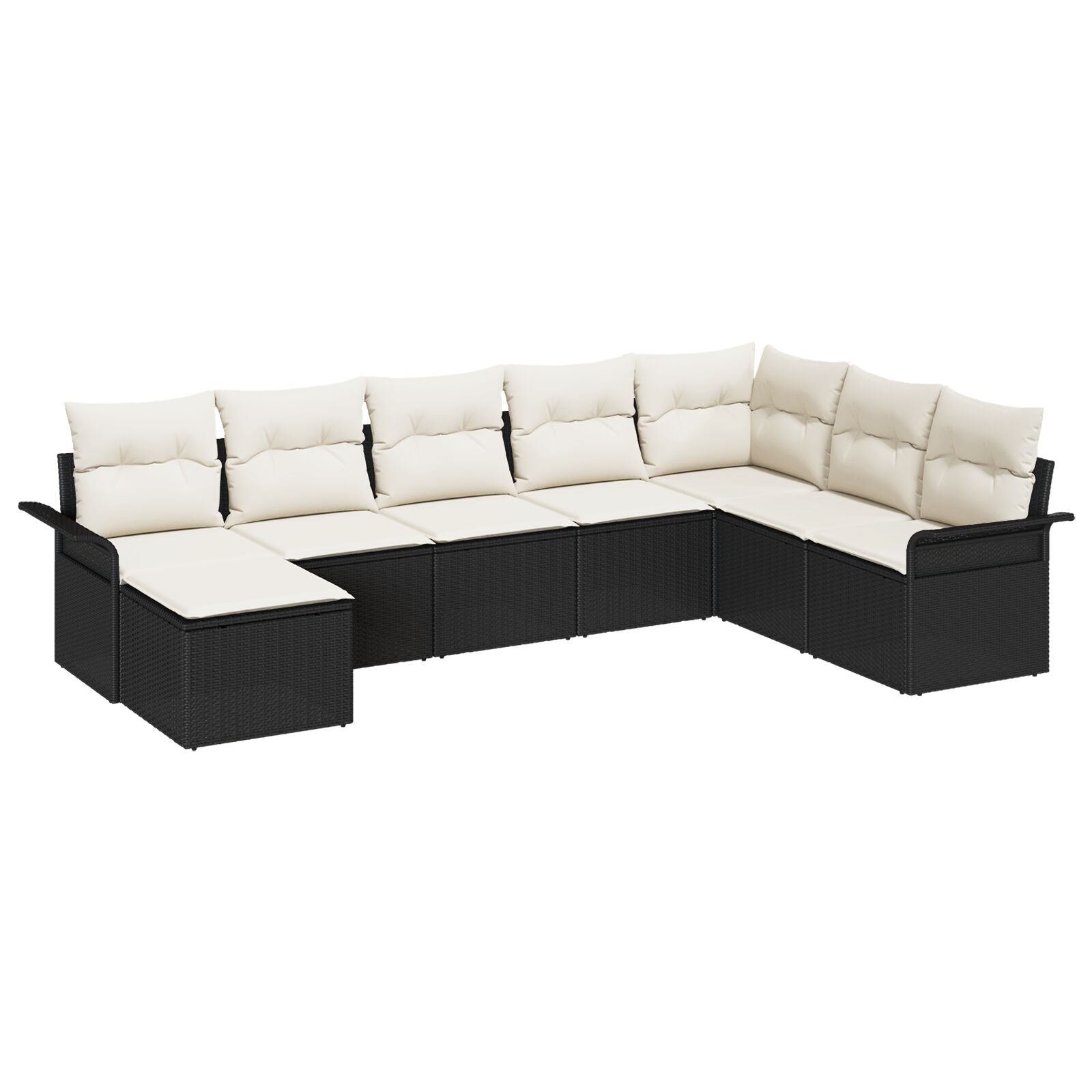 8-delige tuinsofa set met kussens zwart poly rattan