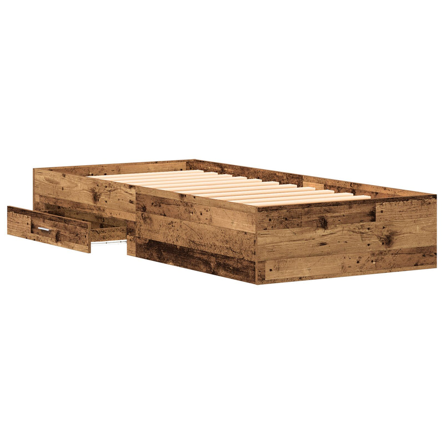 Bed Frame Oude Hout 90X200 Cm Engineered Hout Ambachtelijk Eiken
