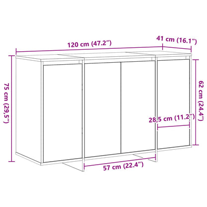 Eiken Houten Dressoir Artisan Eiken Bewerkt Hout 120 X 41 X 75 Cm