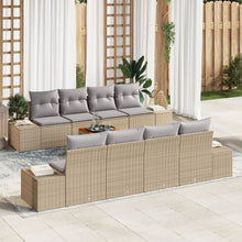 9-Delige Tuin Sofa Set Met Kussens Beige Poly Rattan Acacia