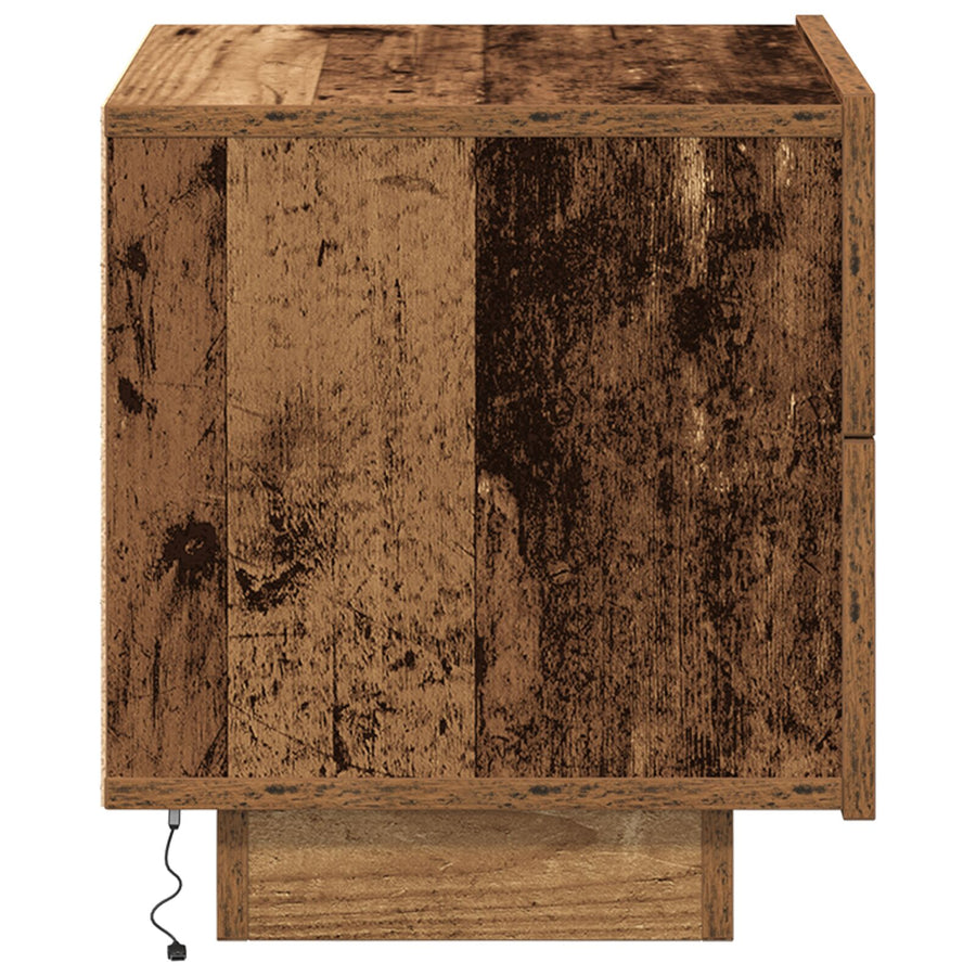 Nachtkastje Met Led-Verlichting 100X36X49 Cm Oude Hout