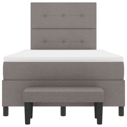 Boxspring Bed Met Matras & Bank Stof Taupe 120 x 200 cm Knop gestikt