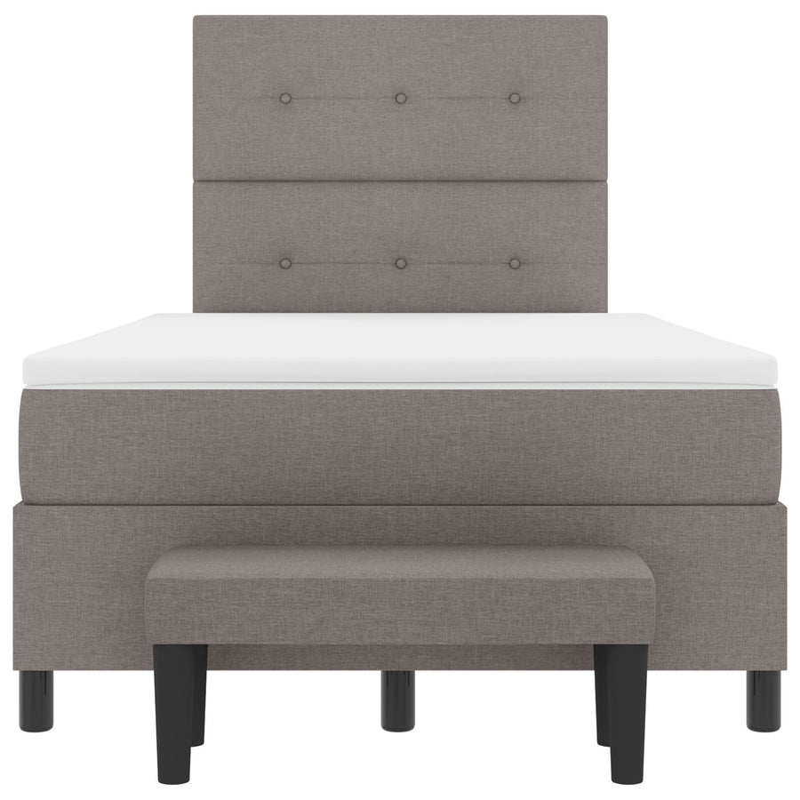 Boxspring Bed Met Matras & Bank Stof Taupe 120 x 200 cm Knop gestikt