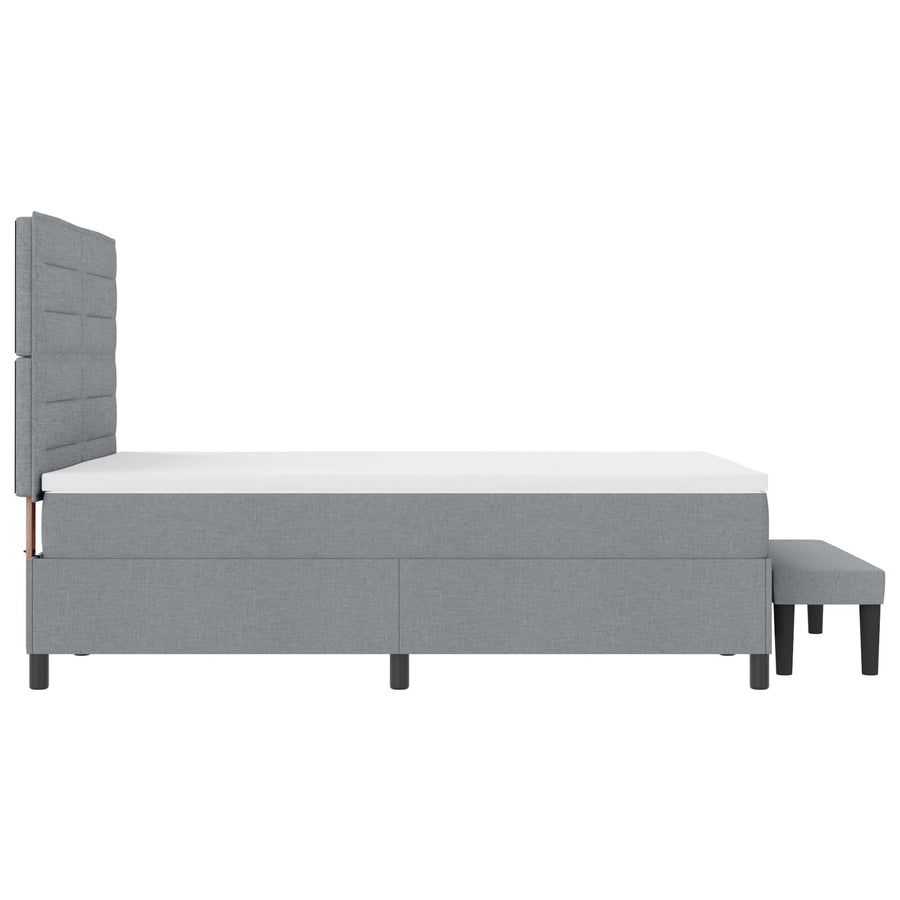 Boxspring Bed Met Matras & Bank Stof Licht Grijs 140 x 200 cm Lijnen ontwerp