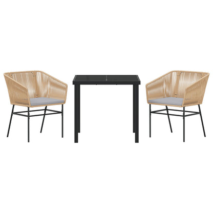 Set Van 2 Bruin Poly Rattan, Gepoedercoat Staal Middel
