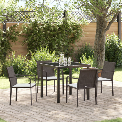 5-Delige Tuinset Met Kussens Poly Rattan 4-Zitter Bruin 80 cm