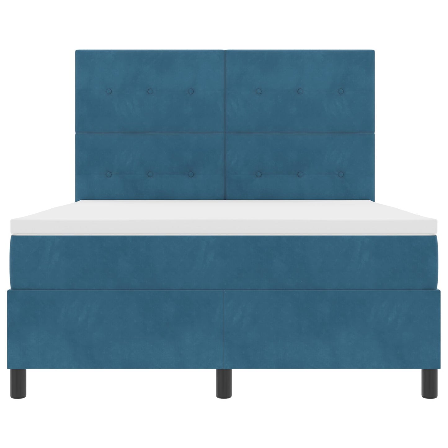 Boxspringbed Met Matras Donkerblauw 140X200 Cm Fluweel Blauw
