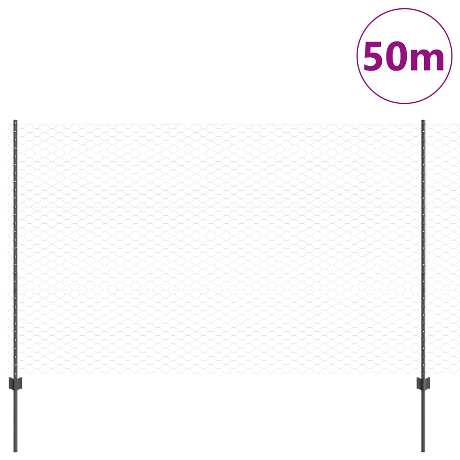 Hekpalen 22 Stuks U-Kanaal Grijs 150 Cm Staal,  Zeshoekig Hek Grijs 1.5X50 M Staal