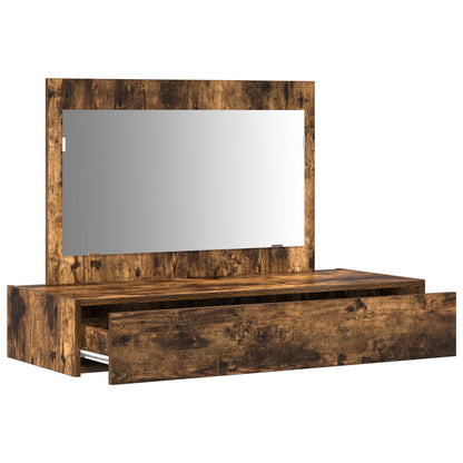 Wandmontage Kaptafel 100 x 40 x 70 cm Gerookt Eiken zonder LED