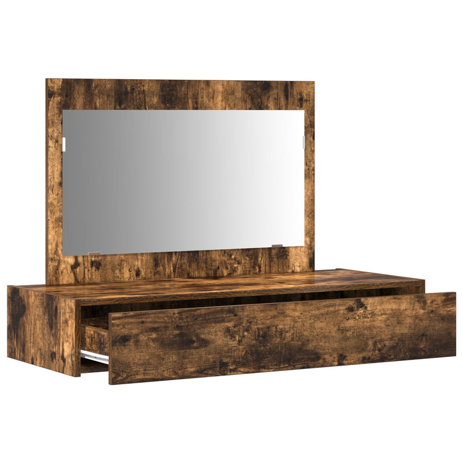 Wandmontage Kaptafel 100 x 40 x 70 cm Gerookt Eiken zonder LED
