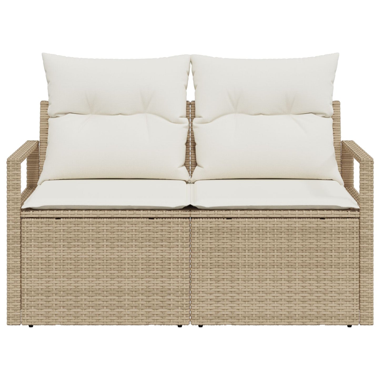 2-Zitter Tuinbank En Kussens Poly Rattan Beige en crème met opslag