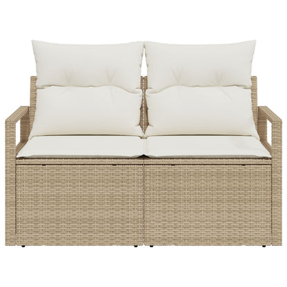 2-Zitter Tuinbank En Kussens Poly Rattan Beige en crème met opslag