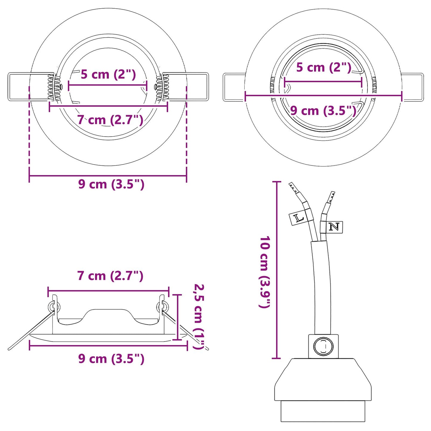 Lampen Set Van 6 Kunststof 9 Cm Inbouwverlichting Wit