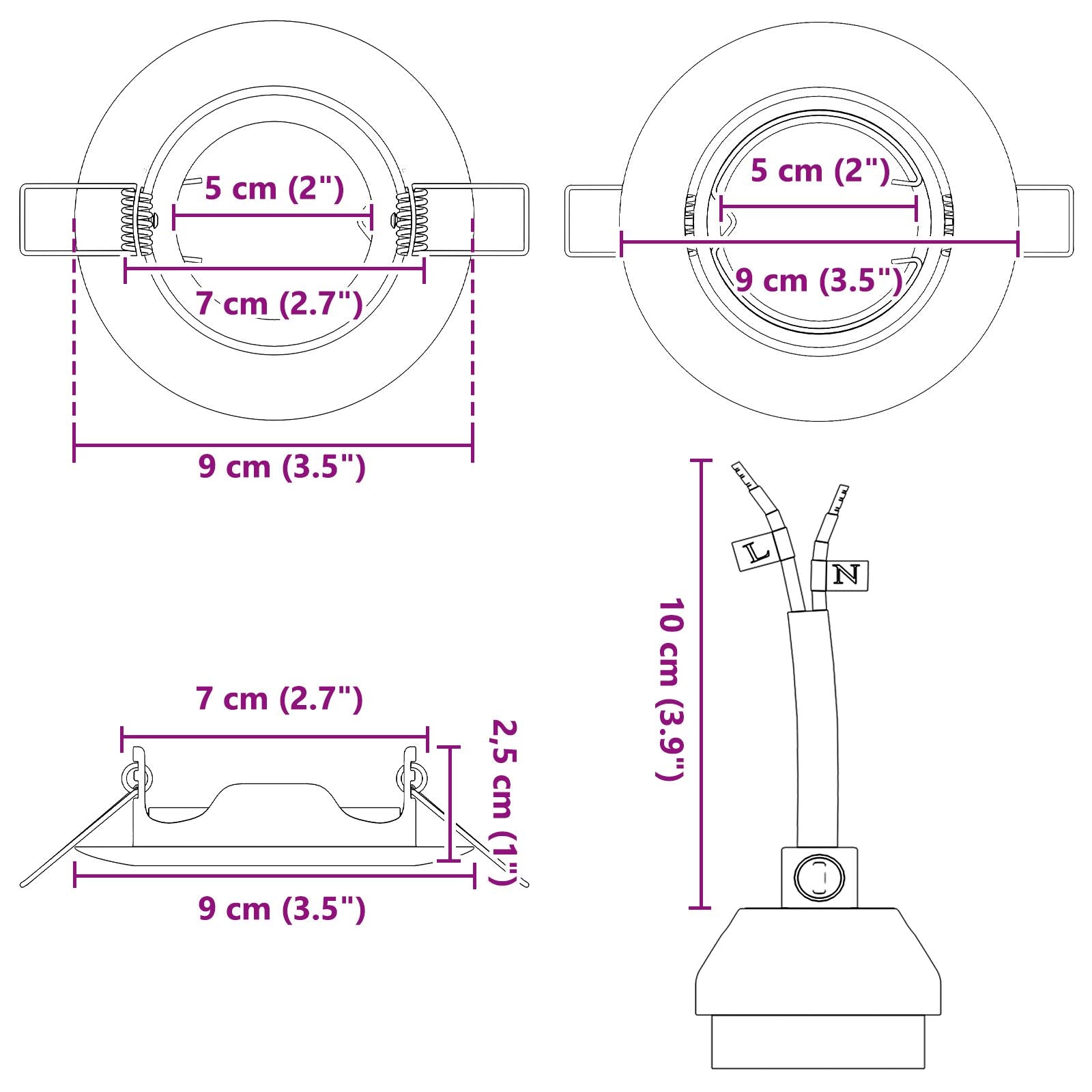 Lampen Set Van 6 Kunststof 9 Cm Inbouwverlichting Wit