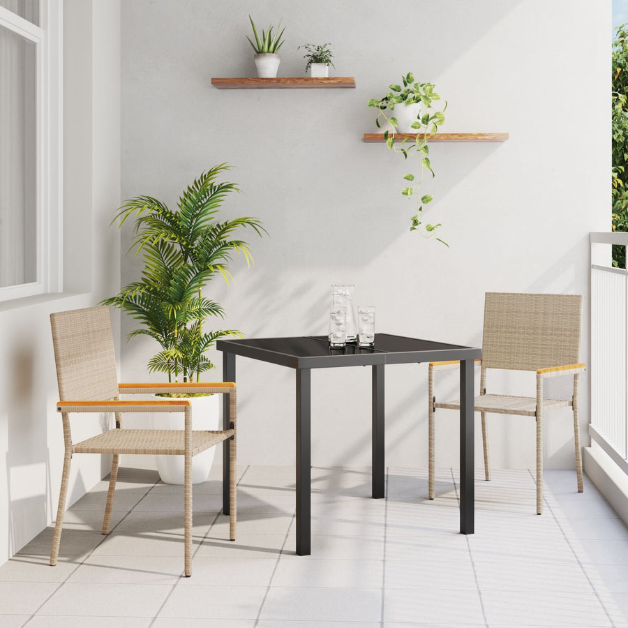 Stapelbare Tuinstoelen Met Kussens 2 Stuks Poly Rattan Beige Riet