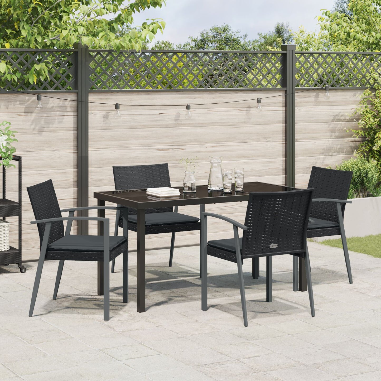 Set Van 3 Zwart Pe Rattan, Staal 56,5X57X83 Cm Duurzaam