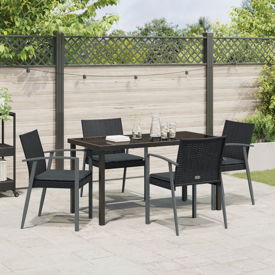 Set Van 3 Zwart Pe Rattan, Staal 56,5X57X83 Cm Duurzaam