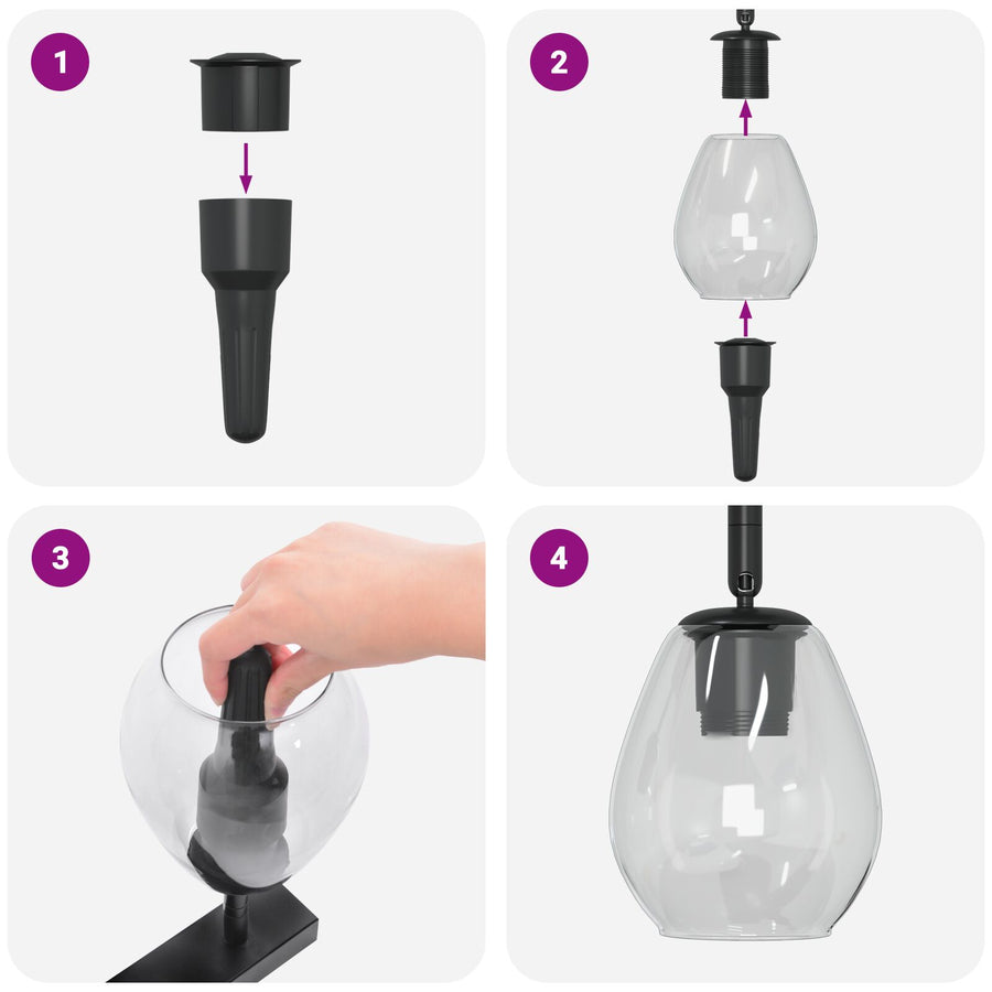 Plafondlamp Met Verstelbare Glazen Lampenkap In Antraciet, E27 3