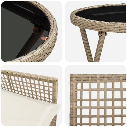 3-Delige Bistroset Voor De Tuin Met Kussens Beige Poly Rattan